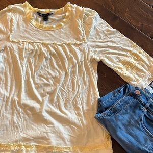 Y2K YELLOW MARC JACOBS RUFFLED JERSEY TOP SIZE LARGE